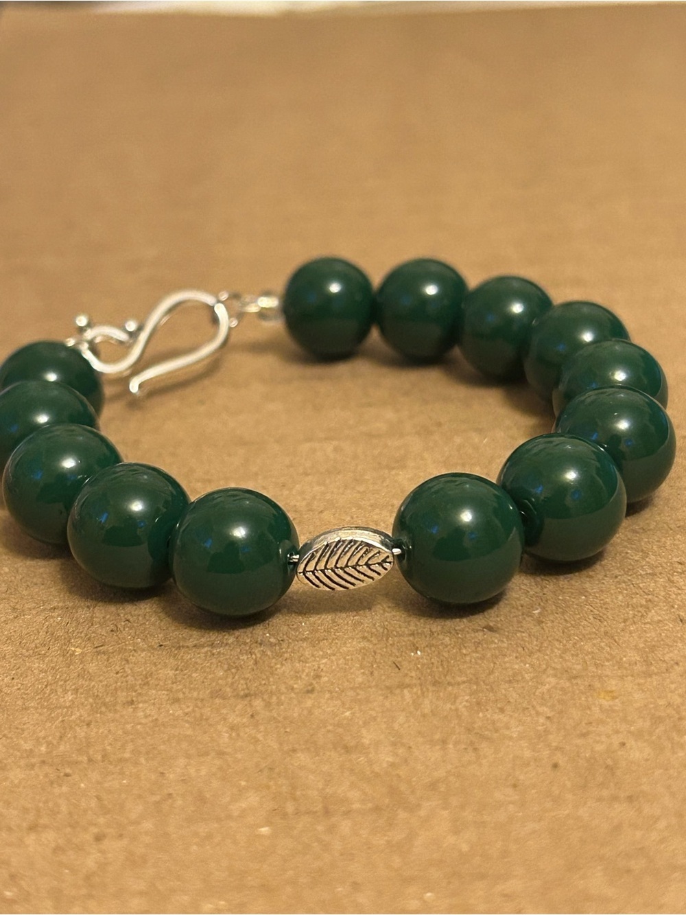 Dark Green Glossy Beaded Bracelet